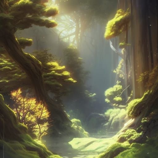 Owl Deer Forest Spirit in Anime Style