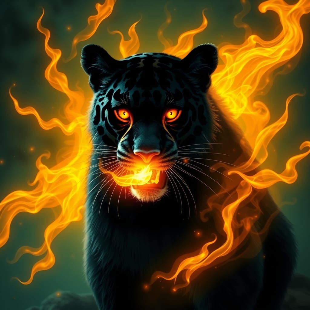 Surreal Hybrid King with Golden Fire