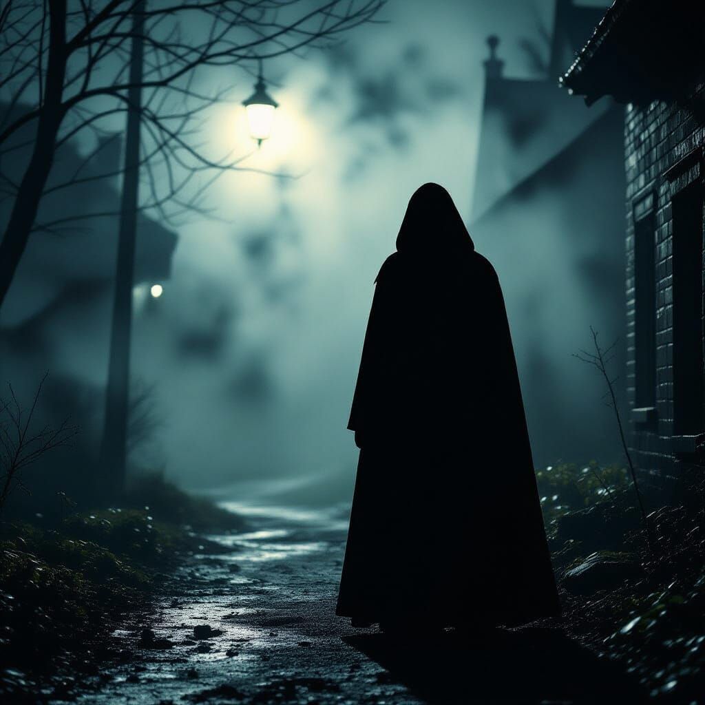 Ominous Dark Figure in Cinematic Horror Core Style