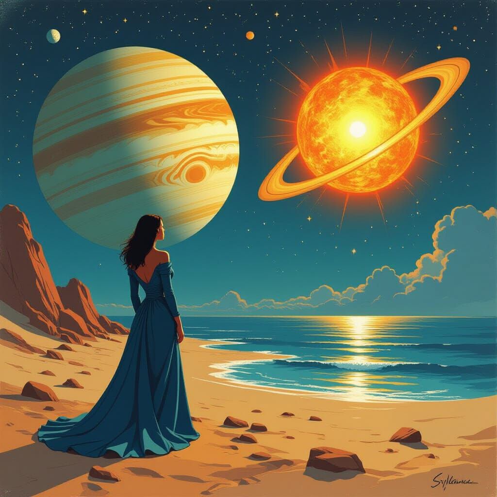 Saturn and Sun Discuss Earth's Fate in Solar System