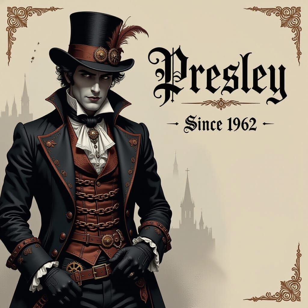 Gothic Victorian T-Shirt Design with Ornate Script