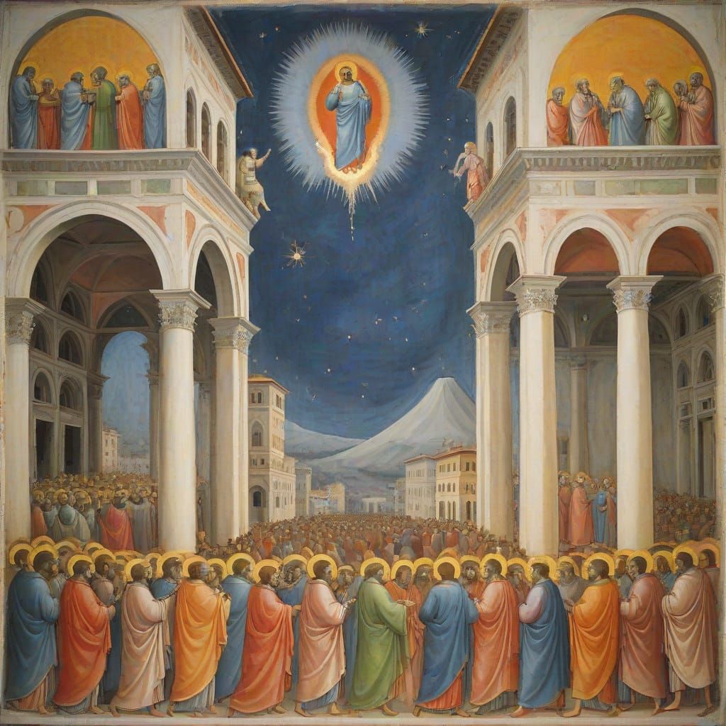 Giotto's Inferno Scene in Pastel Painting