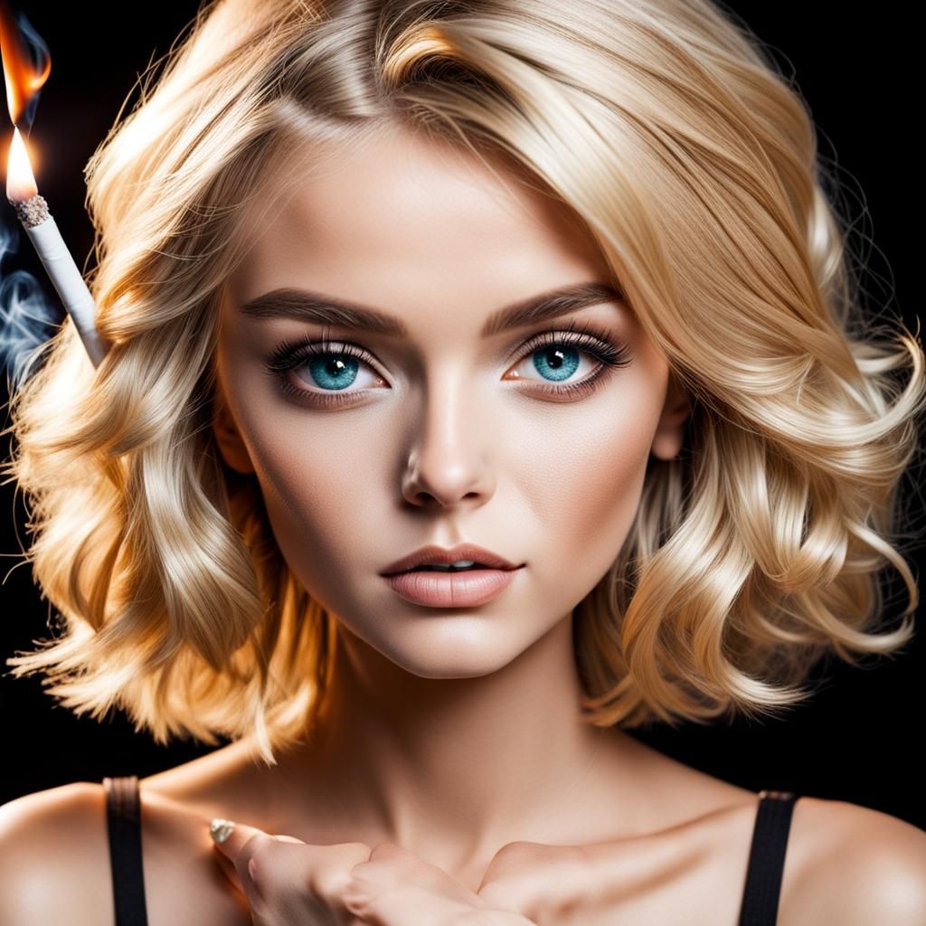 Vintage Blonde Woman with Cigarette