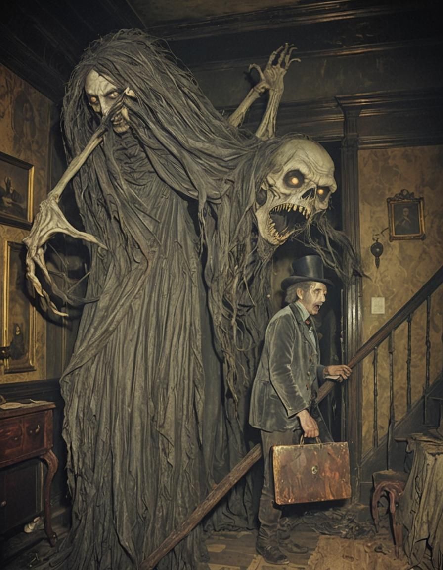 Jaded Man and Screaming Hag in Tim Burton Style