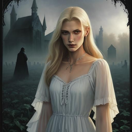 Vampire's Grasp: Gothic Graveyard Oil Painting