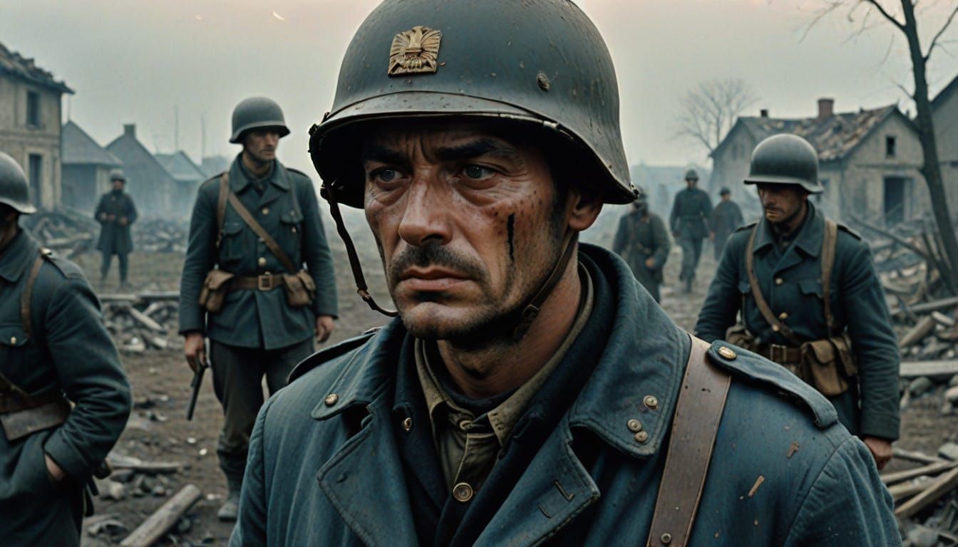 French Soldier Offers Cigarette in Desolate No Man's Land