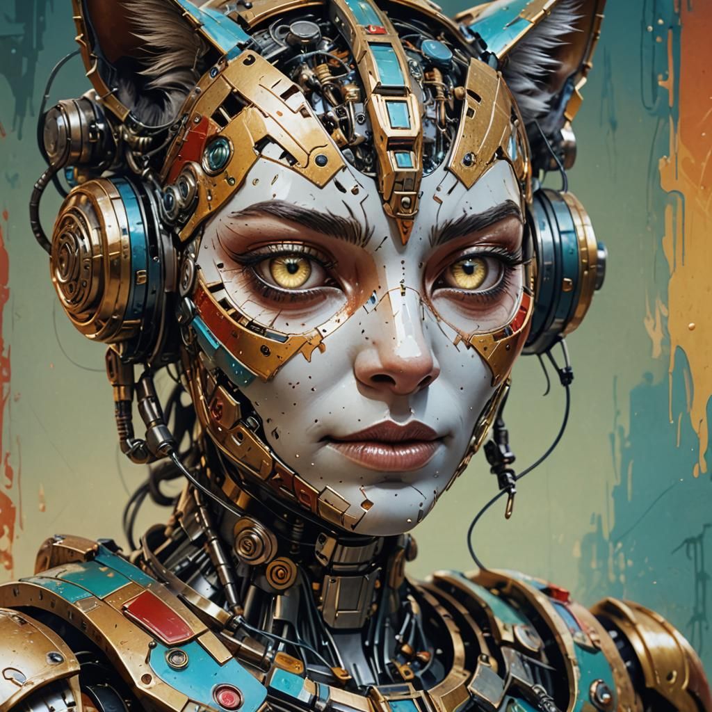 Egyptian Cat-Woman Cyborg in Hyperrealistic Style