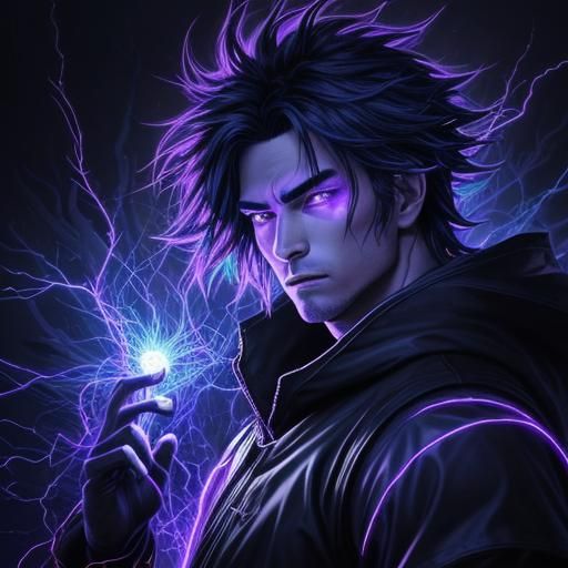 Mystical Forest: Man Radiating Aura in Manga Style