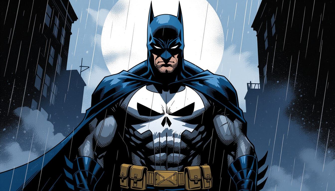 Vigilante Fusion: Batman and Punisher Comic Art