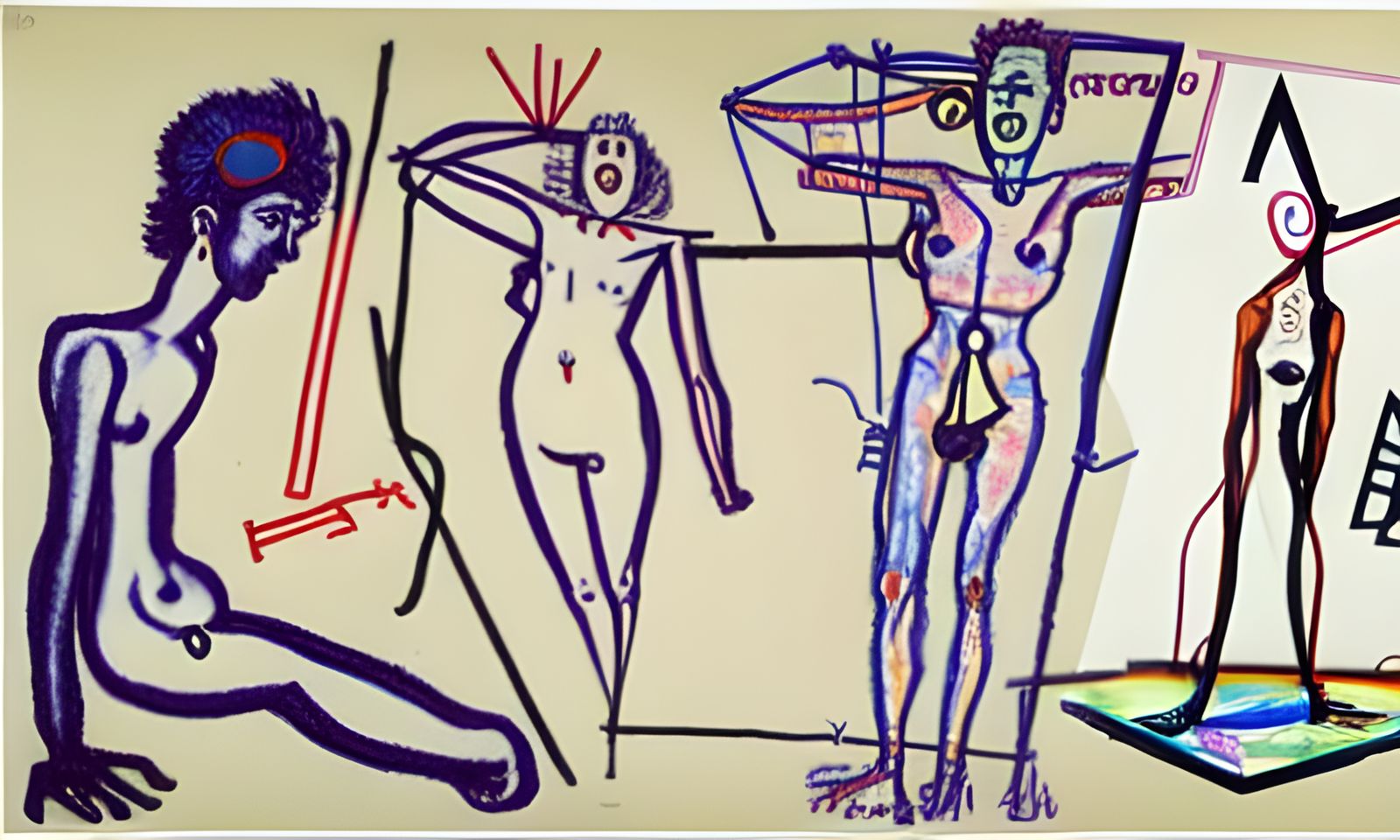 Abstract Figure Drawing in Cubist Style