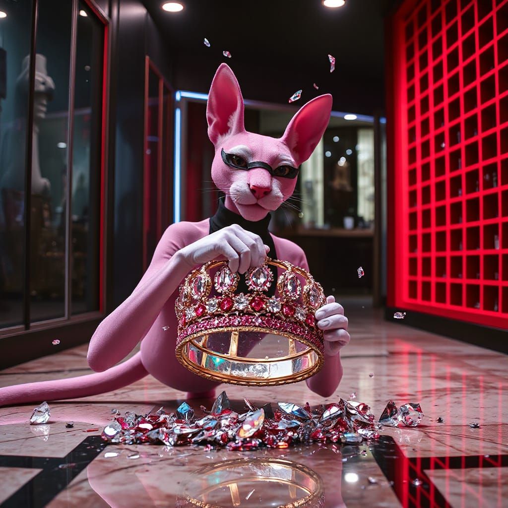 Pink Panther Thief Steals Diamond Crown