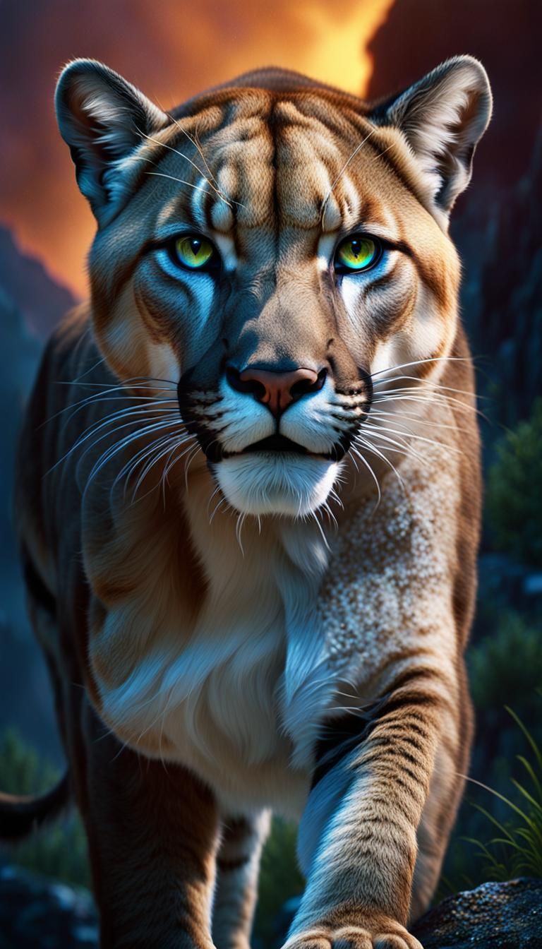 Scar: Mountain Lion Bravery in Detailed Matte Painting