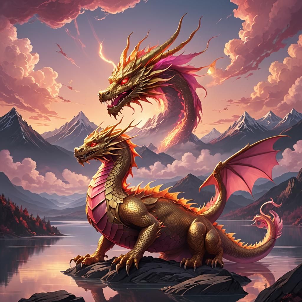 Golden Dragon Ascending: Anime-Inspired Concept Art