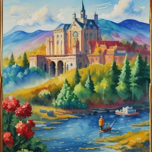 Friendship in Gouache Style Impressionist Masterpiece