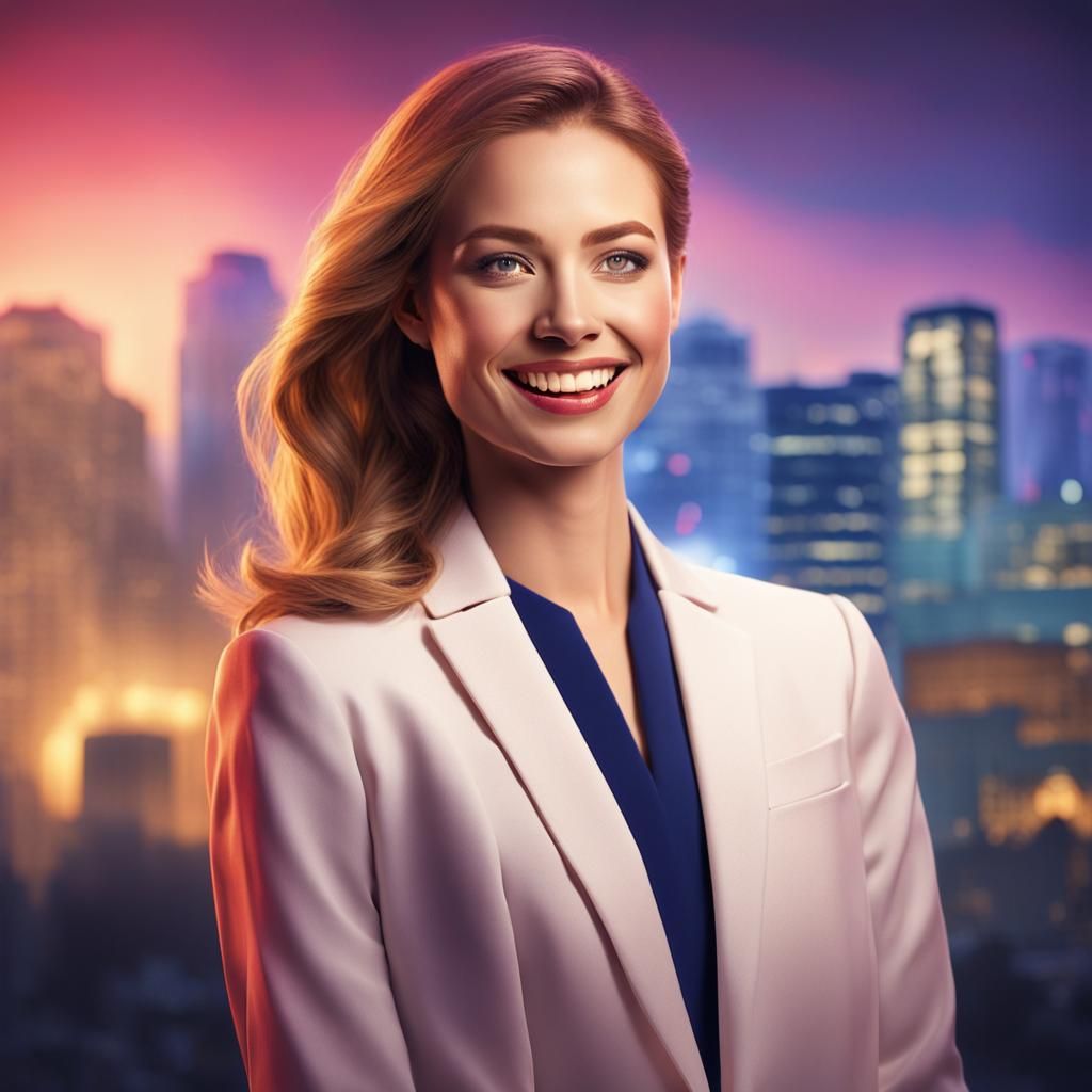 Smiling Woman Portrait in Photorealistic Digital Art