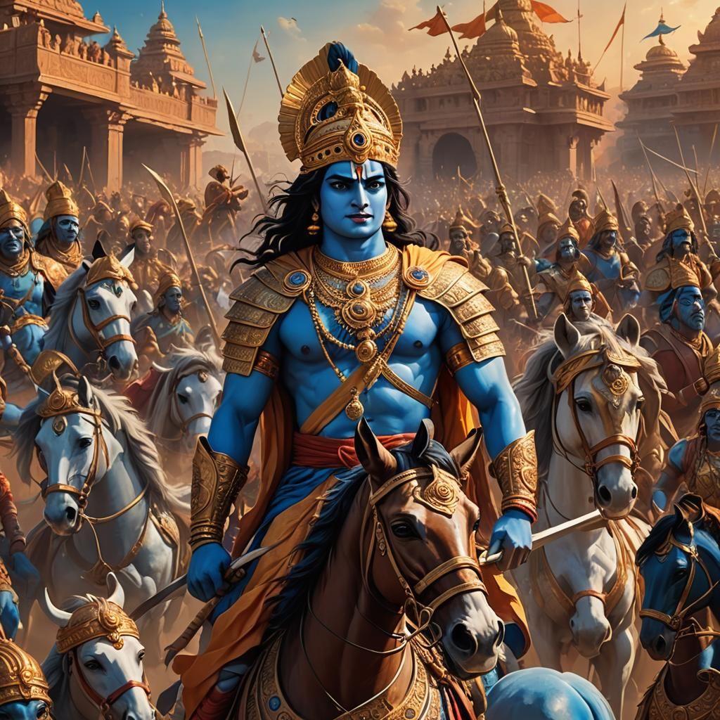 Krishna and Arjuna on Kurukshetra Battlefield