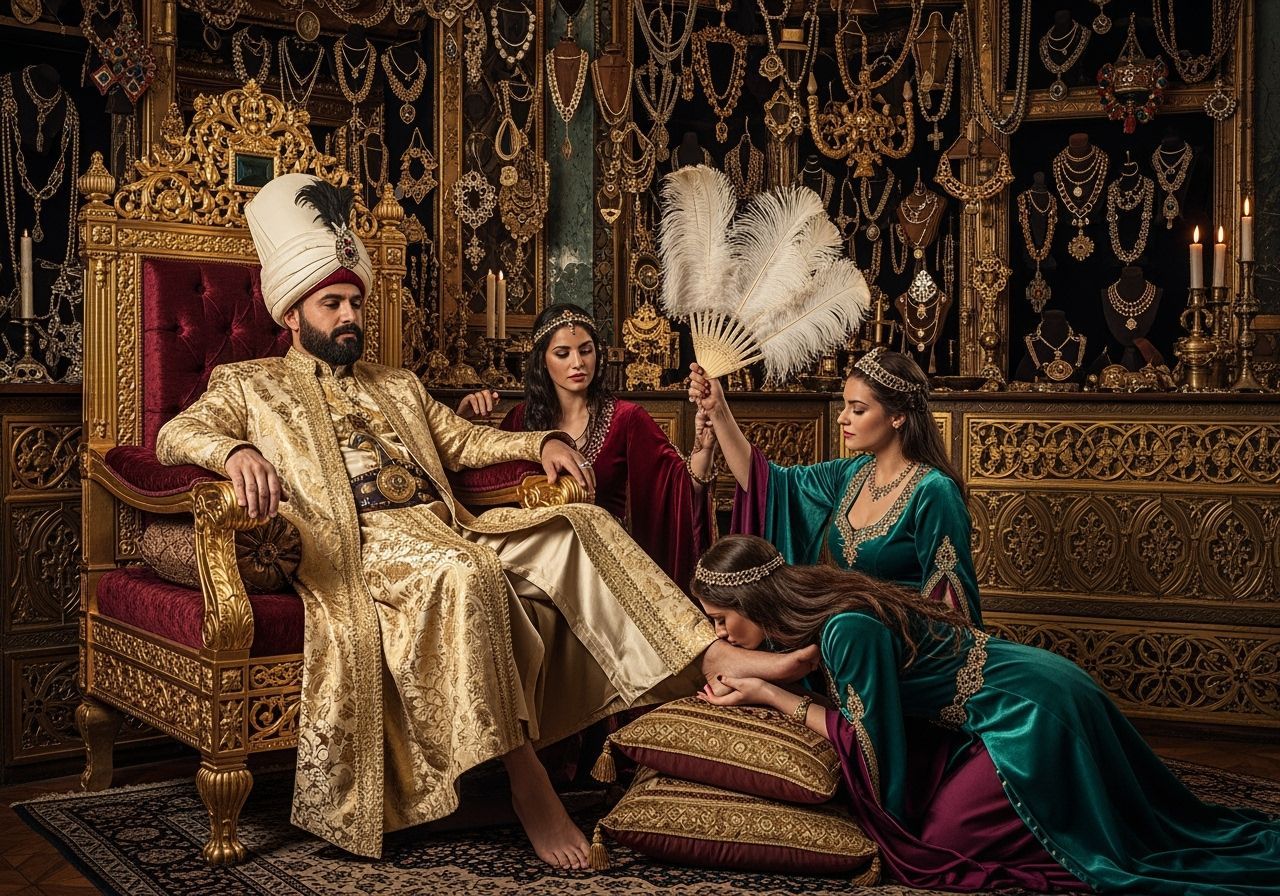 Ottoman Sultan on His Opulent Throne