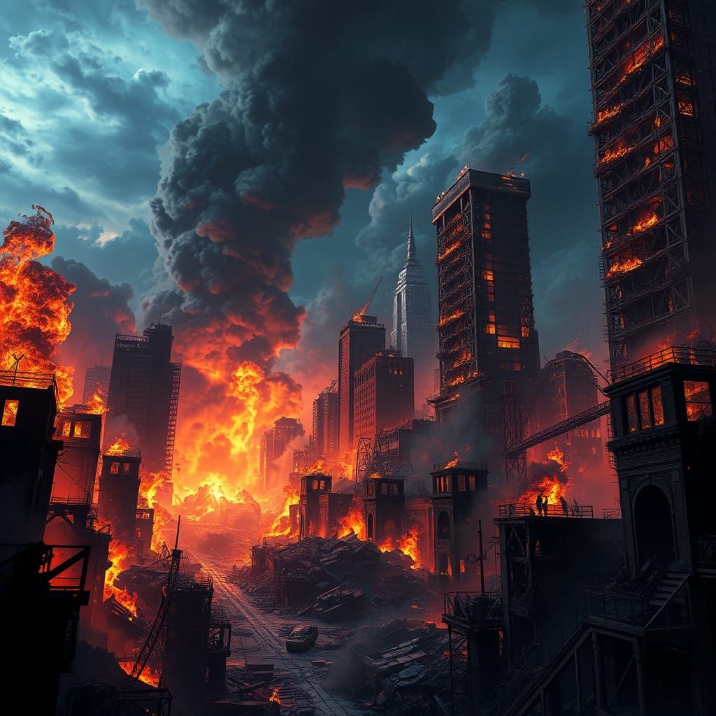 Apocalyptic America Engulfed in Flames