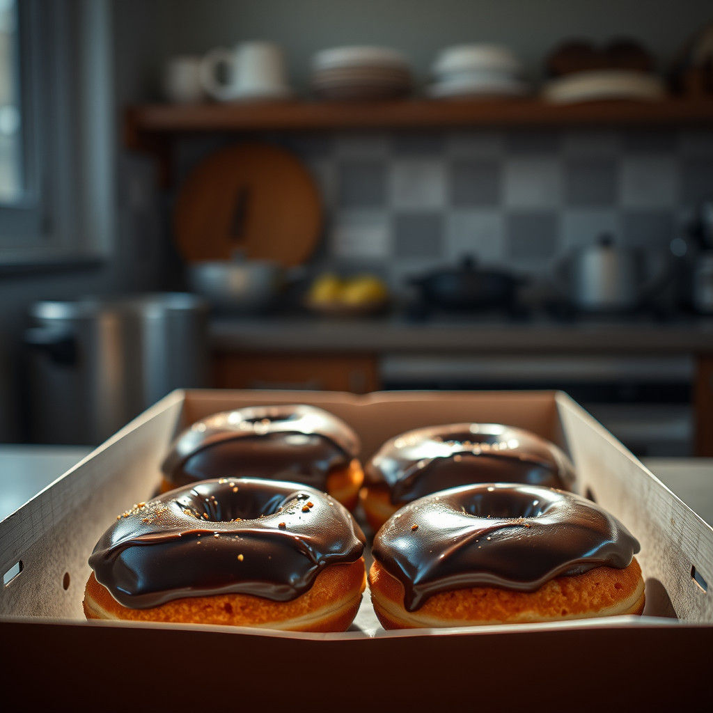 Hyperrealistic Doughnuts Glistening in Morning Light