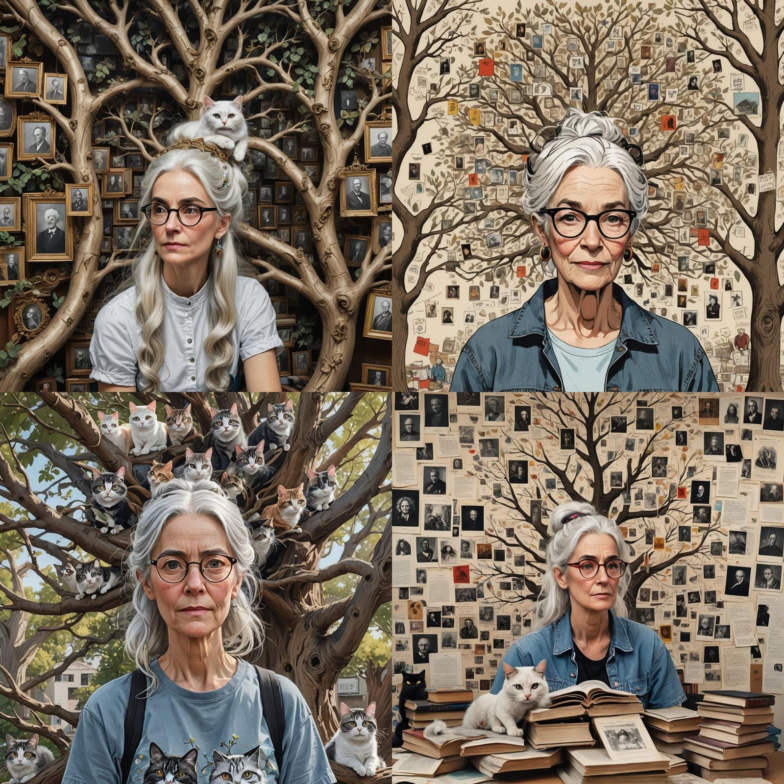 Genealogist with Ancestor Portraits