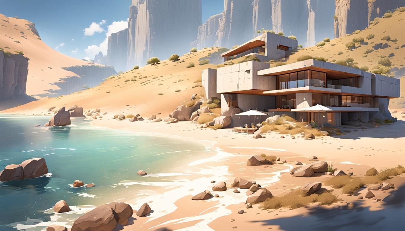 Cliffside House with Waterfall: Architectural Marvel