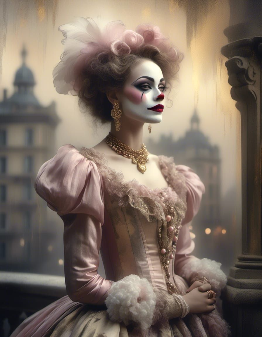 Victorian Clown in Dreamy Portrait