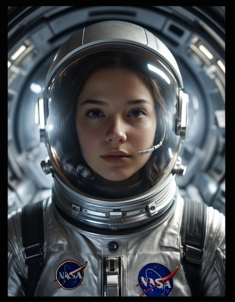 Astronaut Portrait in Spaceship Airlock: Hyperrealistic Conc...