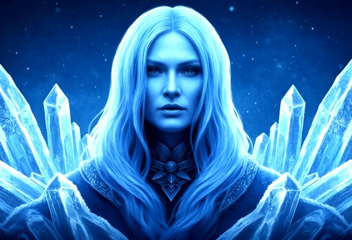 Yuki-onna in Frost Palace, Moonlit Hoarfrost Style