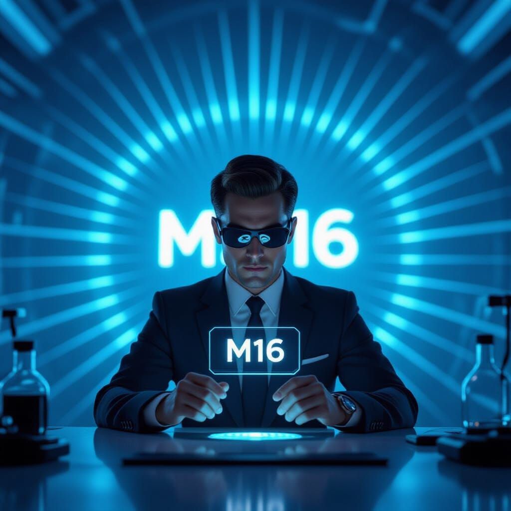 Secret Agent in Futuristic Tech Lab: 3D Render