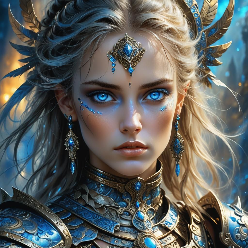 Armored Woman Portrait in Fantasy Art Style