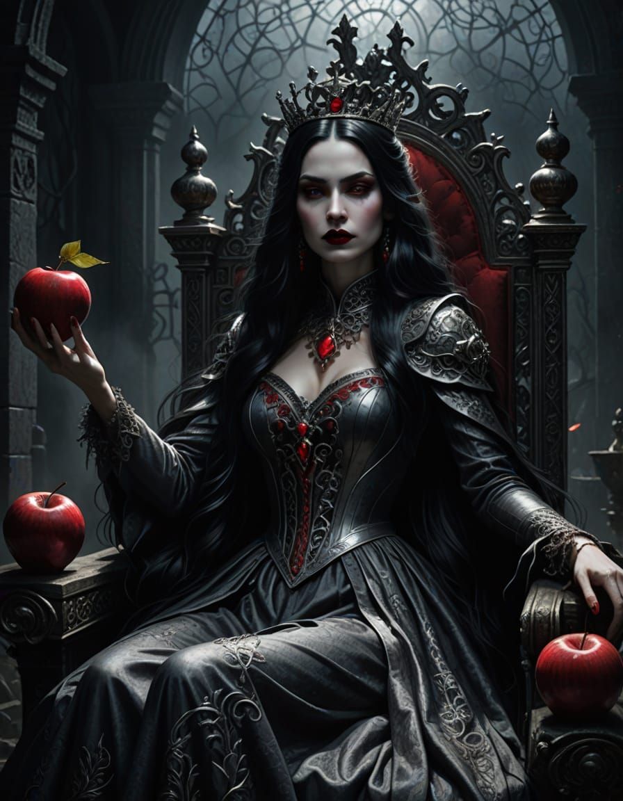 Ethereal Gothic Queen Reigns with Ruby Apple in Shadow Woven...