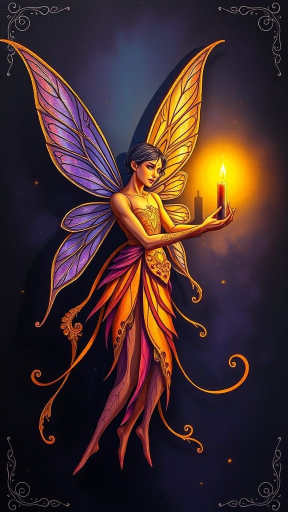 Male Fairy holds a Candle and Casts a Shadow Moebius contras...