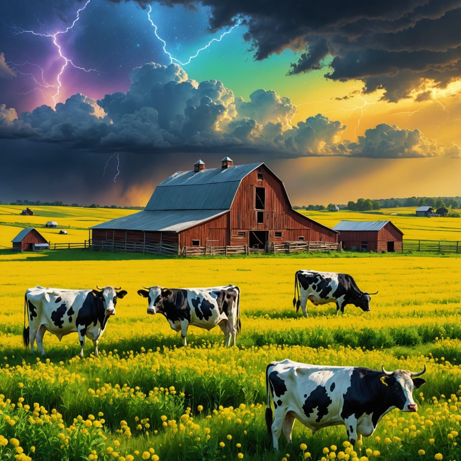 Cosmic Super Storm Cell Over Farm Landscape