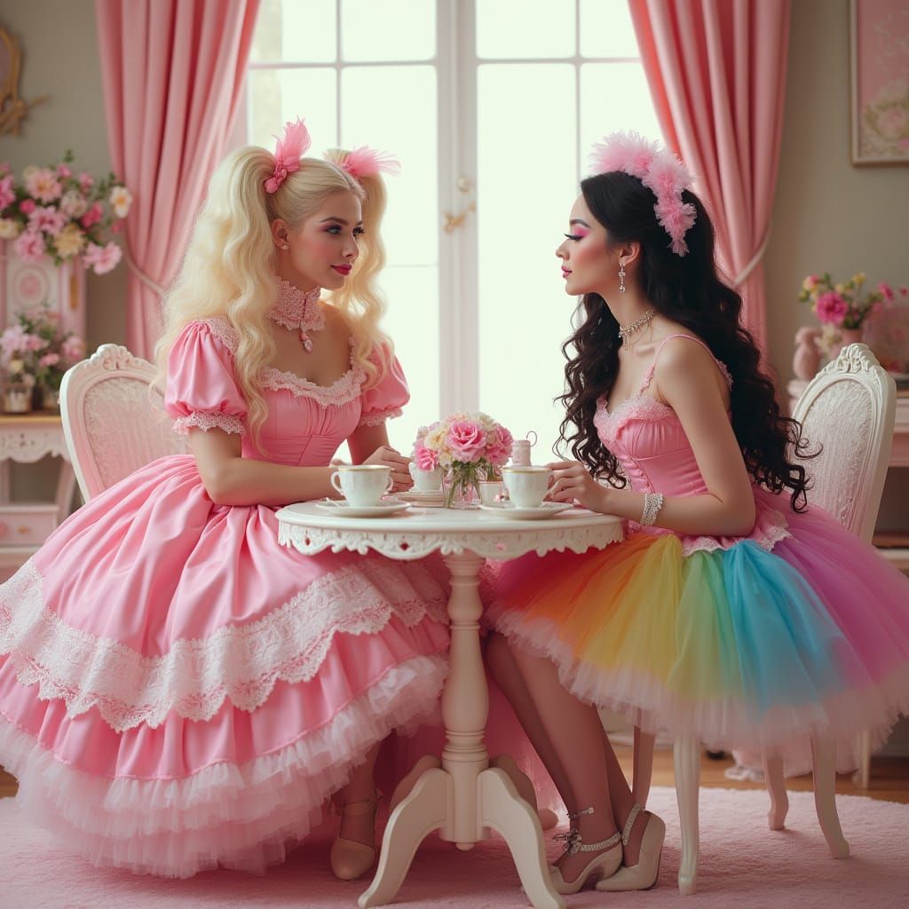 Girly Victorian Sissies Enjoy a Whimsical Tea Party