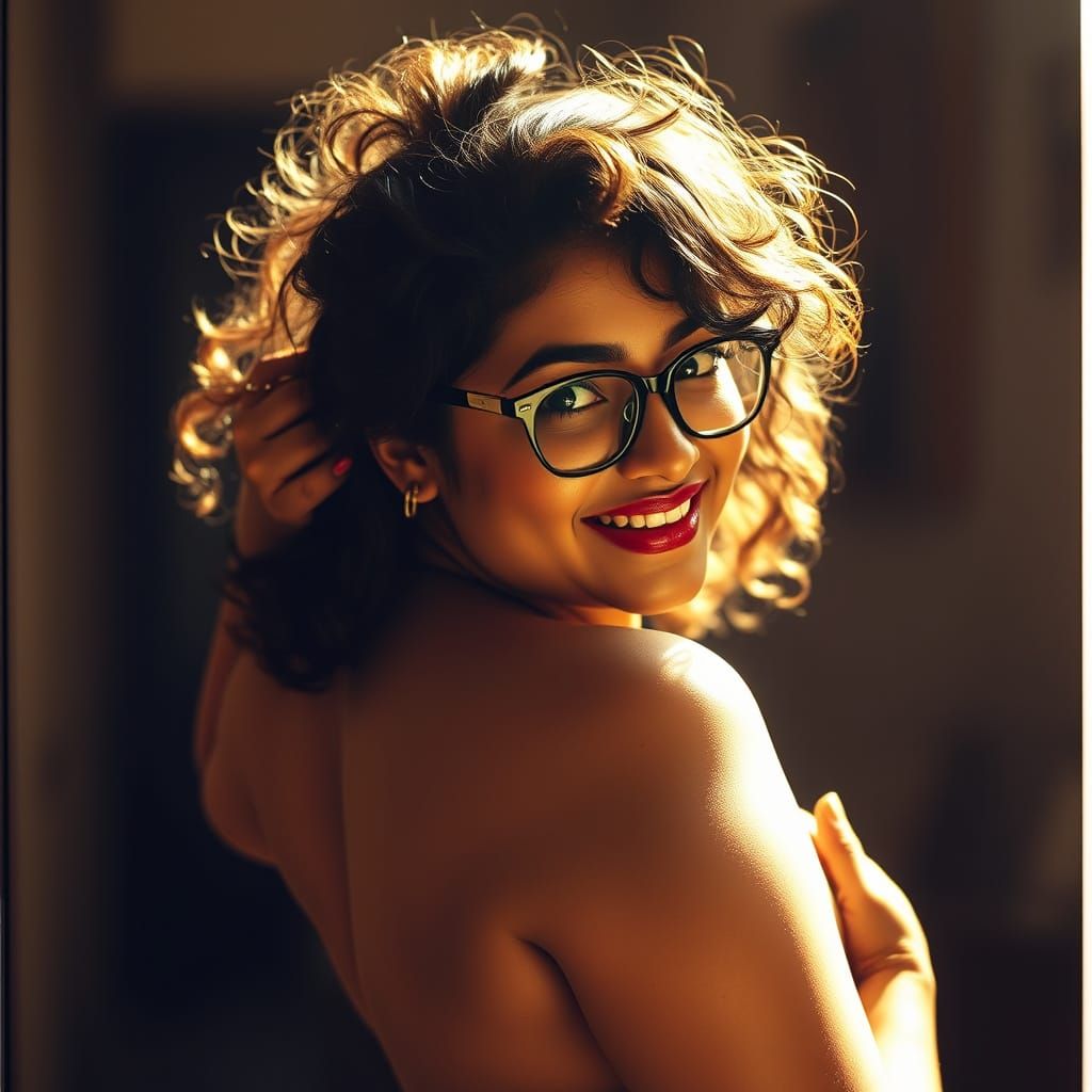 Curvy Woman in Golden Light, Cinematic Style