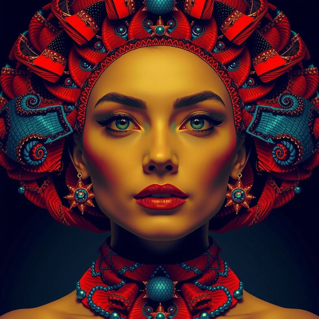 Abstract Swirling Forms in Vivid Reds