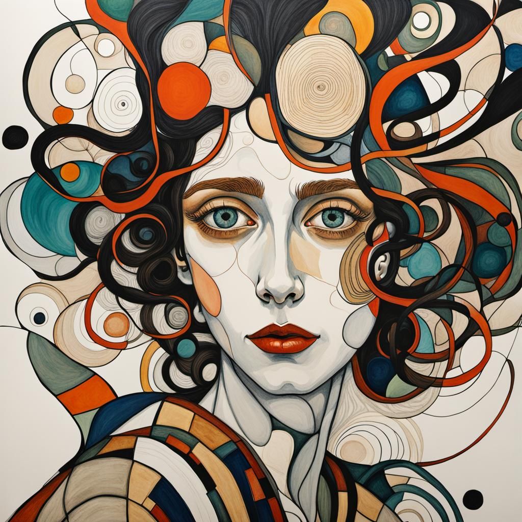 Expressionist Organic Line Drawing in Art Deco Style