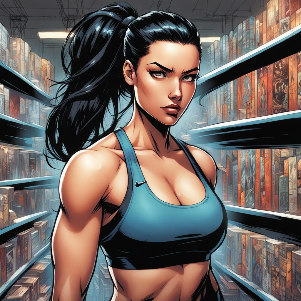 Comic Book Art: Girl in Nike Sports Bra