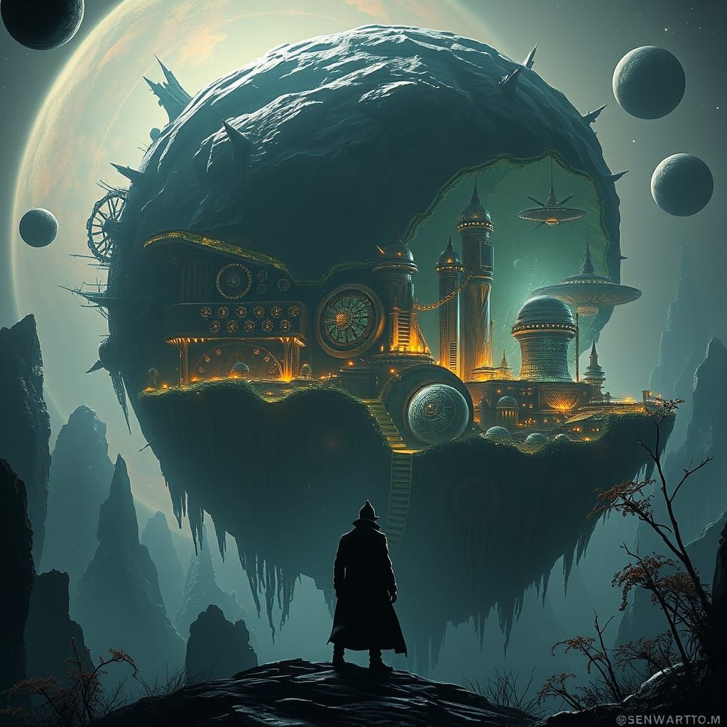 Ethereal Cityscape Against Deep Space Backdrop