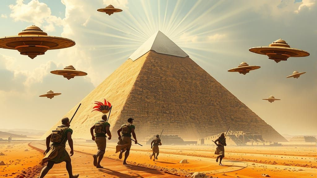 Ancient Egyptians Flee as the Great Pyramid Defends Against ...