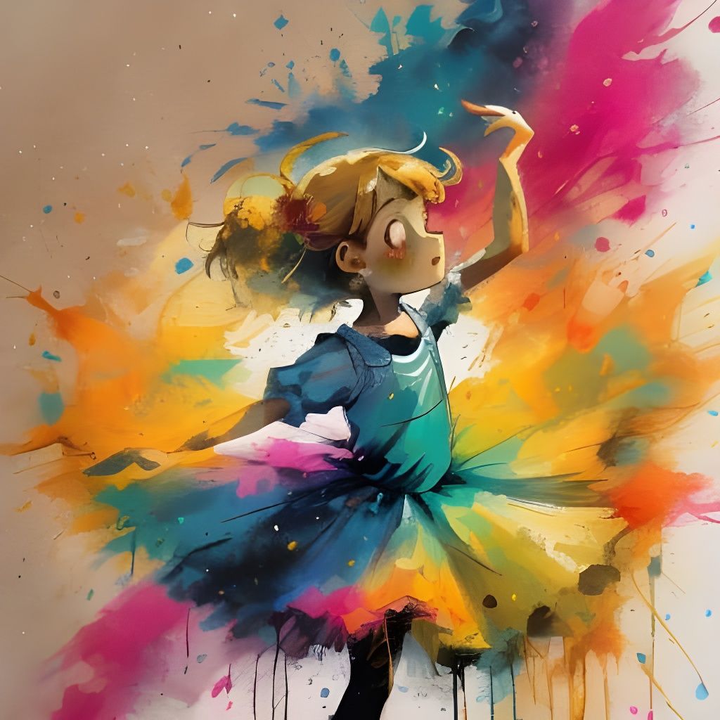 Balerina Dancing in Crayon Style