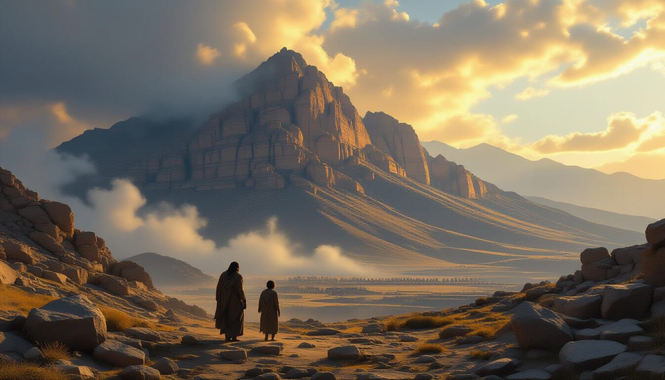 Cain and Abel on Mount Qasioun in Photorealism