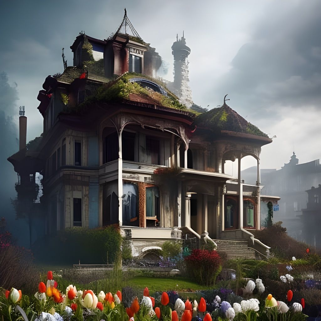 Tulips Take Over Abandoned Mansion: Fantasycore Art