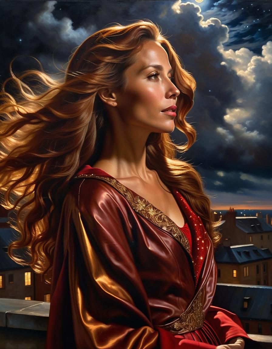 Ethereal Portrait of a Tan-Skinned Woman in a Baroque-Inspir...