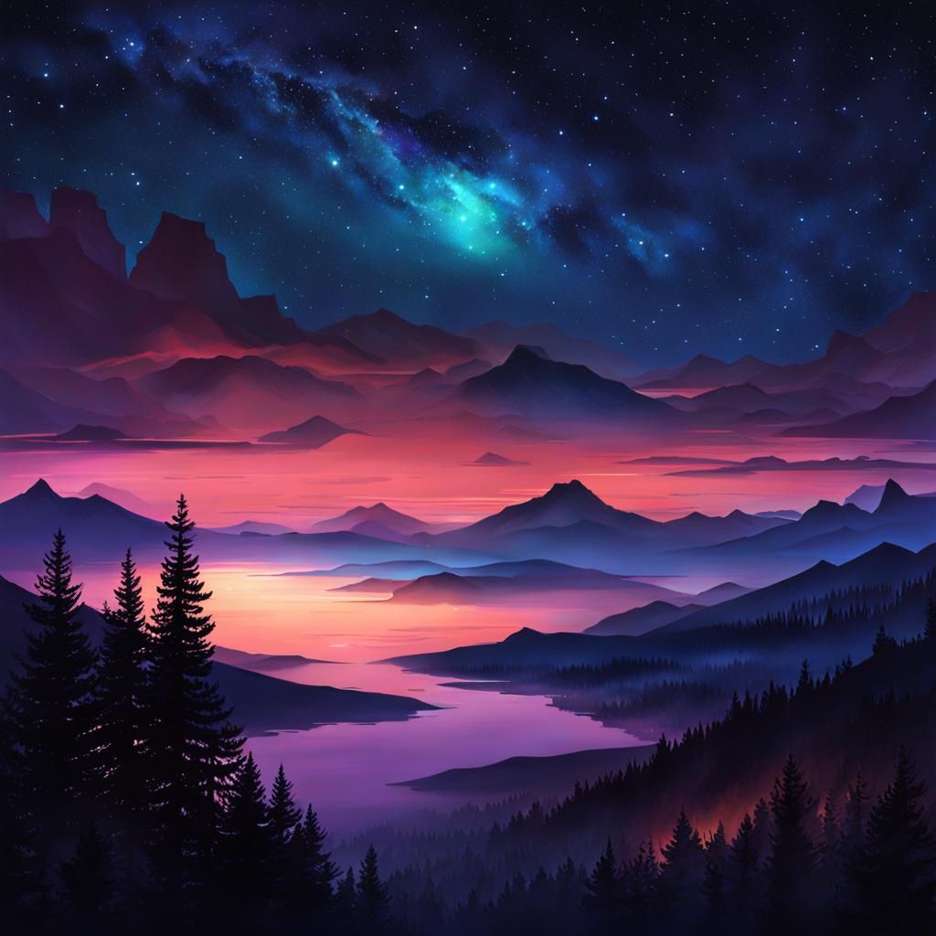 Dramatic Mixed Media Night Sky Art