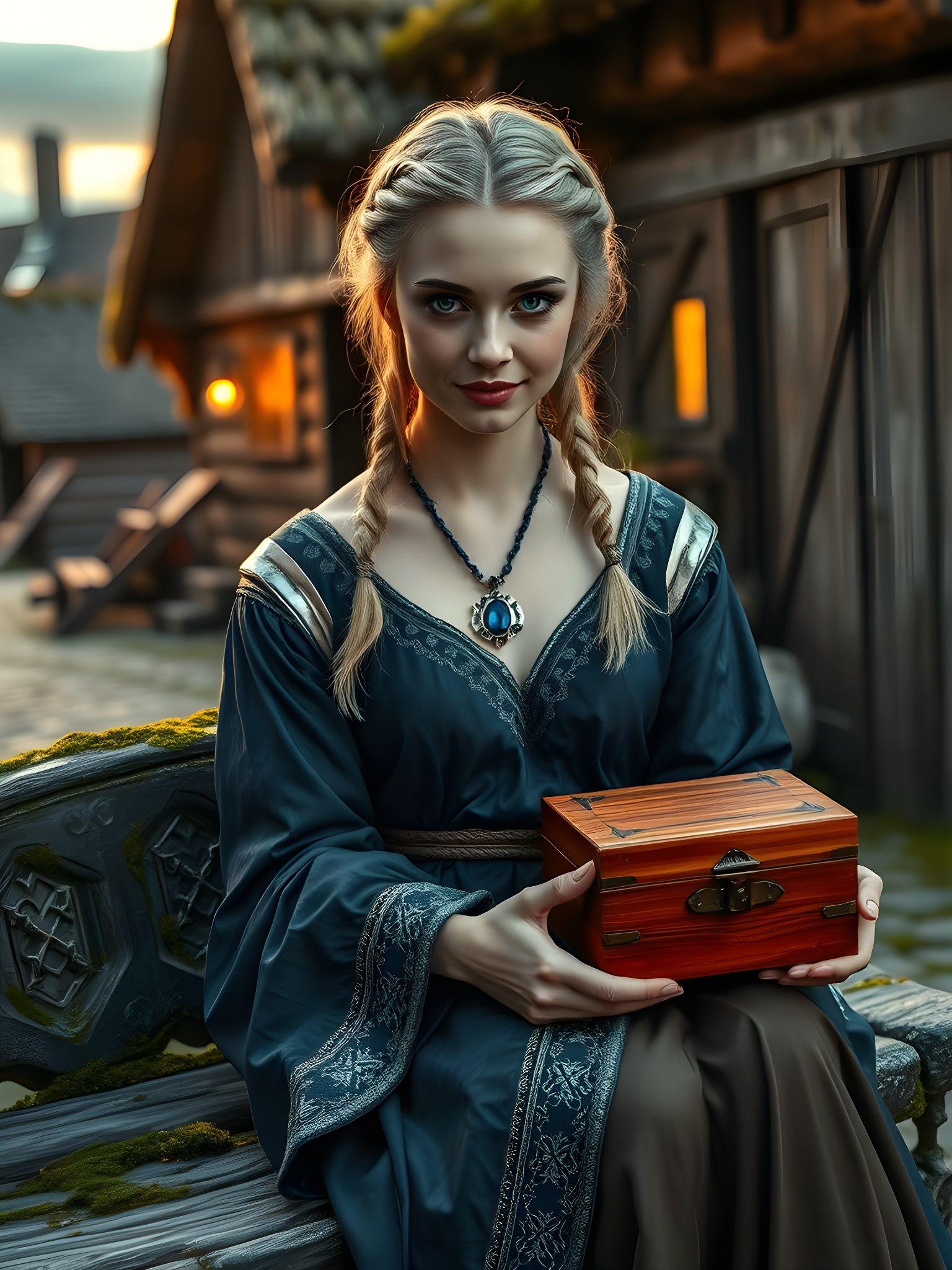 Norse Goddess of Wisdom in Sunset Glow