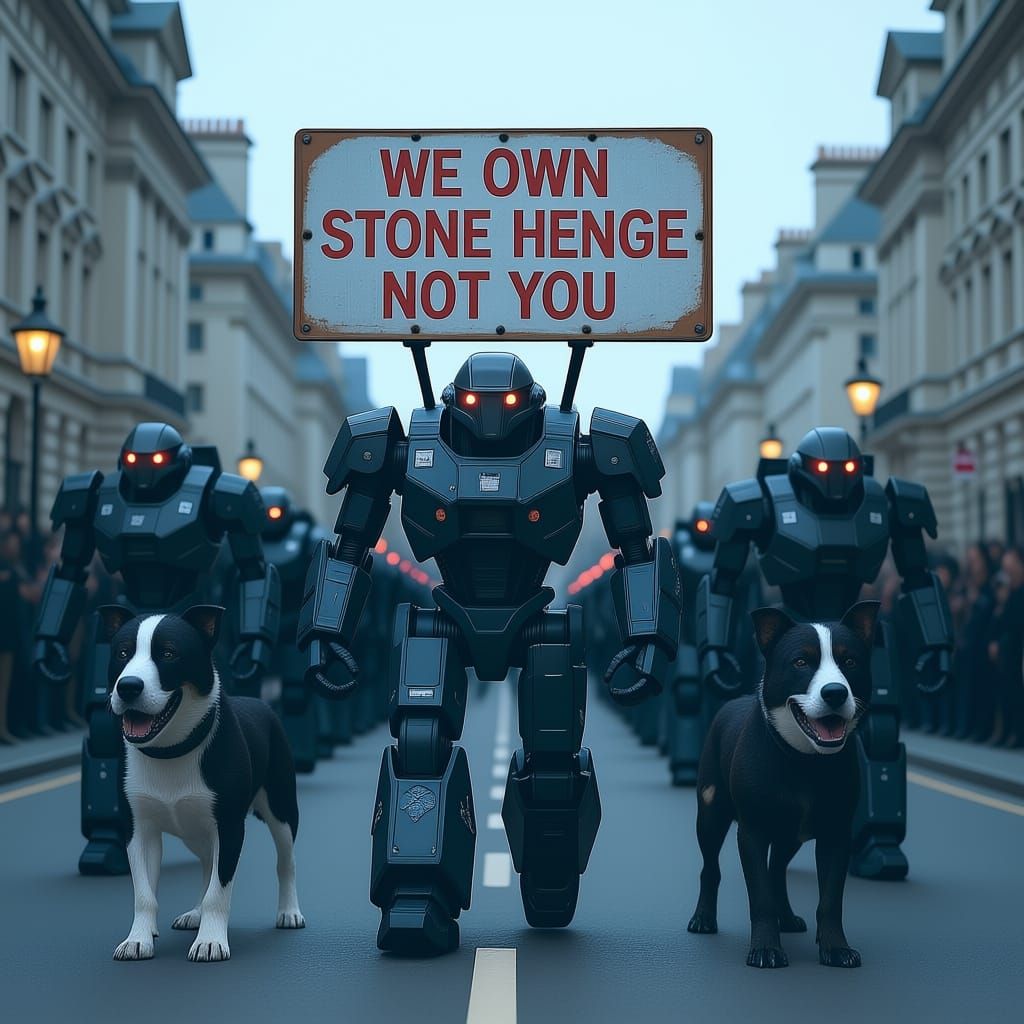 Robotic Army Claims Stonehenge: A Futuristic Scene