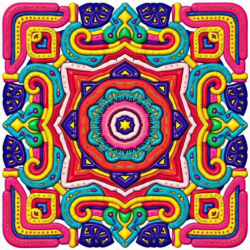 Vibrant 3D Bead Patterns in Digital Art Style