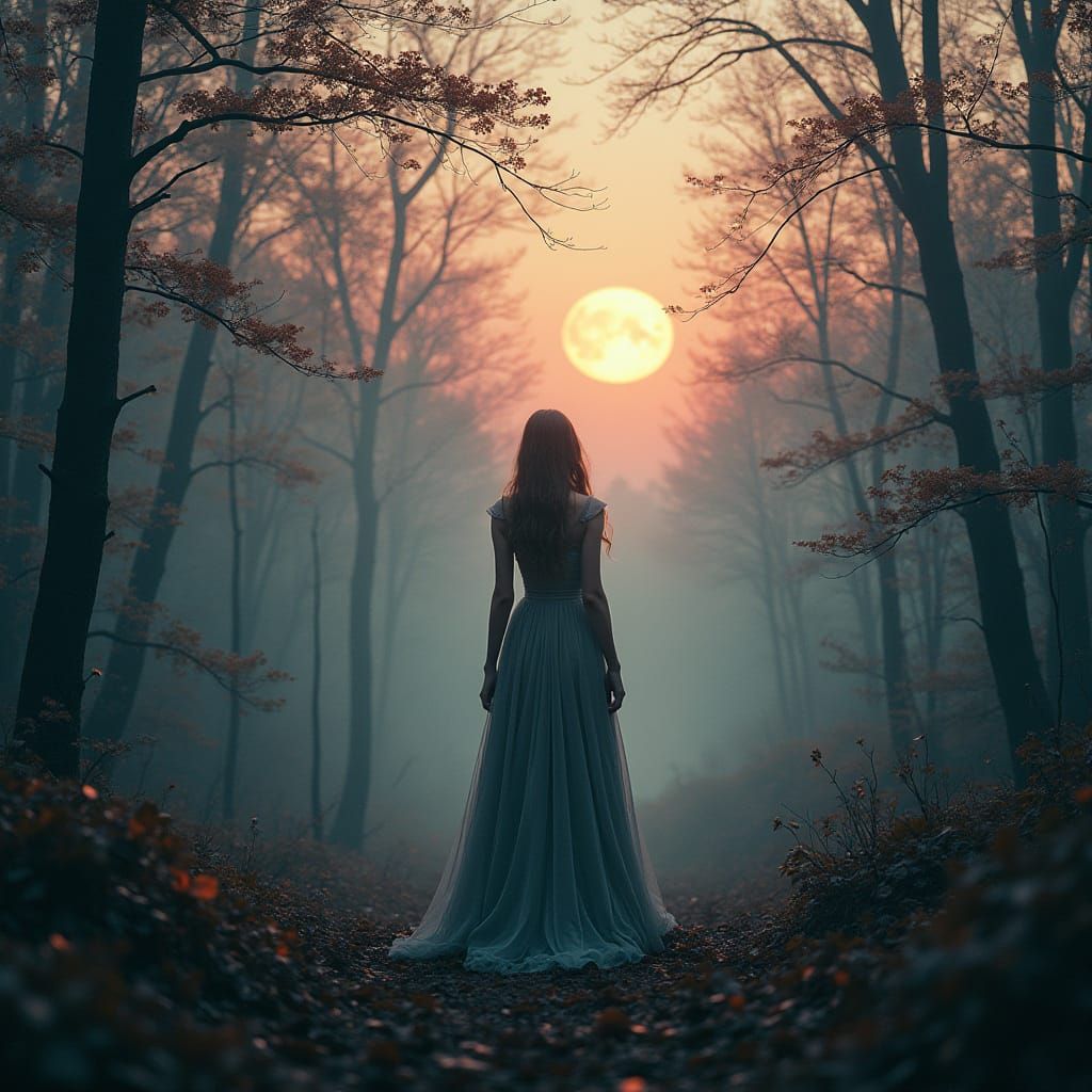 Mystical Forest Woman in Surreal Double Exposure