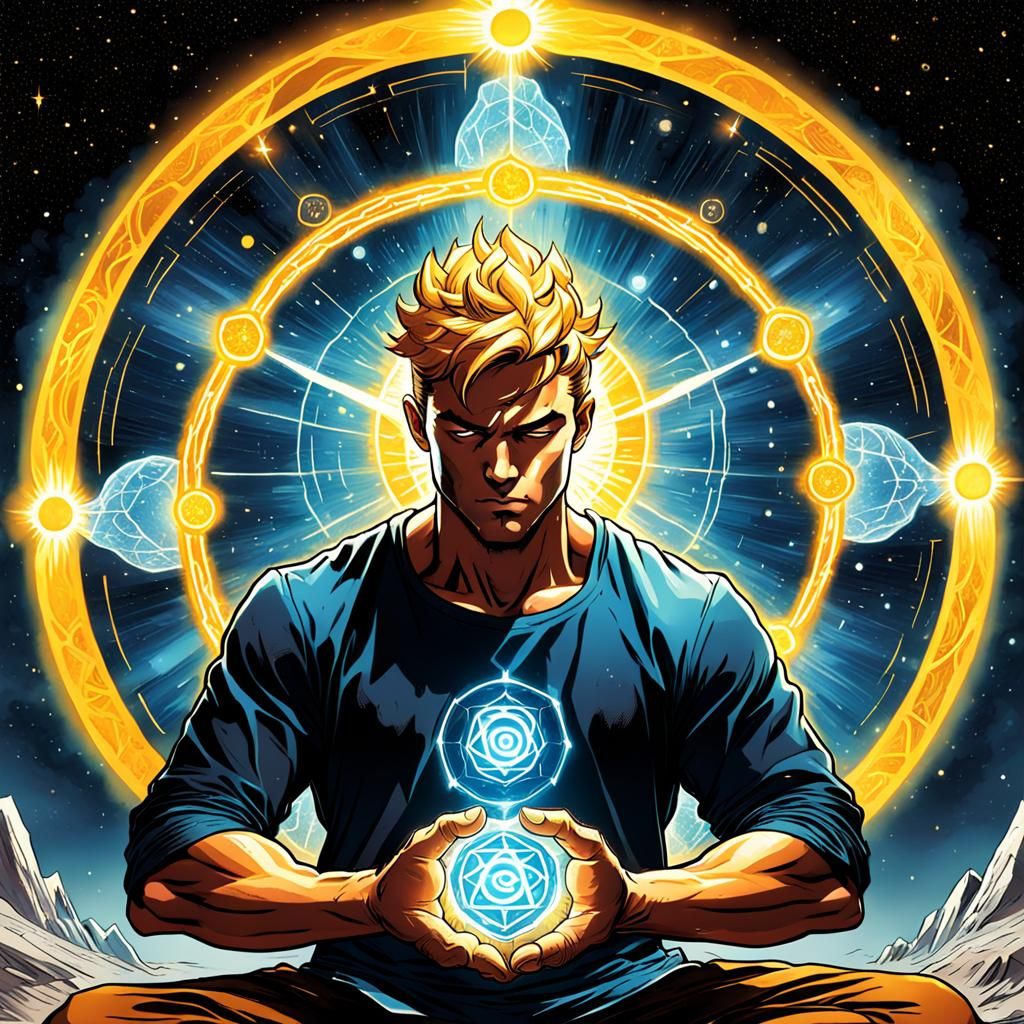 Solar Plexus Chakra Activation in Comic Book Style